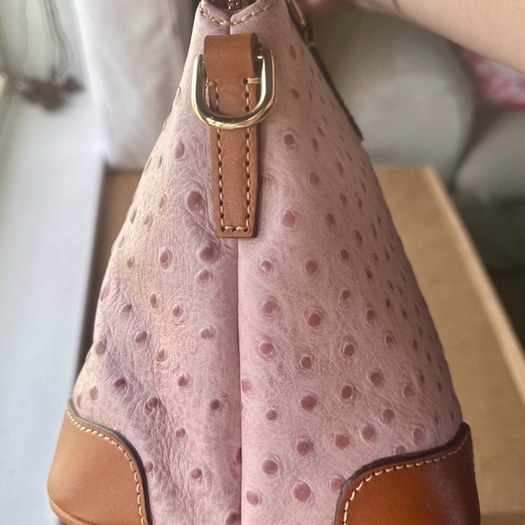 Dooney & Bourke Charlie Satchel in Pink Ostrich - Picture 4 of 7